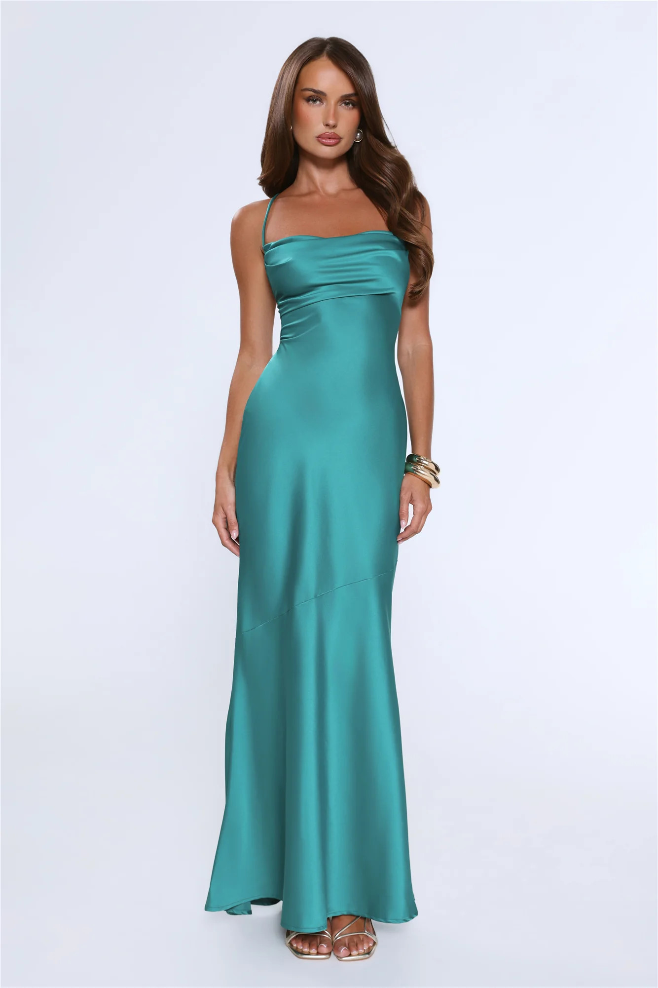 Evening Energy Satin Maxi Dress Green | Hello Molly (US)
