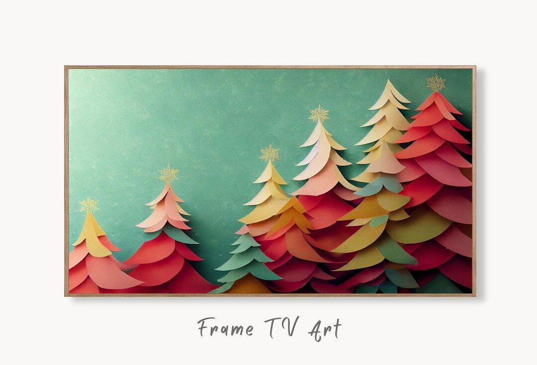 Samsung Frame TV Art 4K Paper Christmas Pine Trees. Pastel - Etsy | Etsy (US)