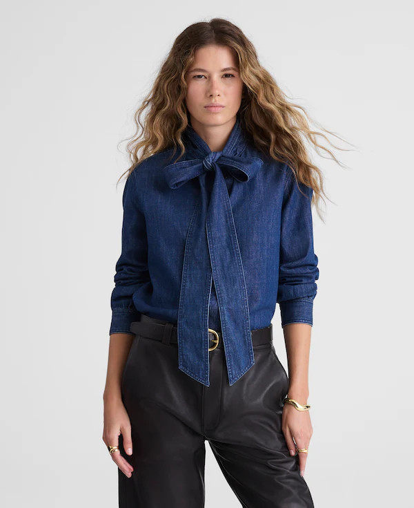 Denim Tie-Neck Shirt | Madewell | Madewell