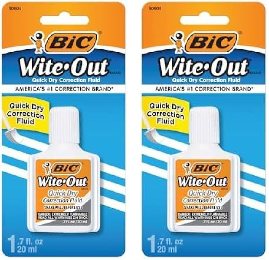 BIC Wite-Out Quick Dry Correction Fluid, 20mL, White, Goes on Easy with A Reduced Dry Time, 1-Cou... | Amazon (US)