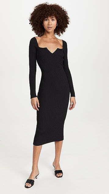 Split V Square Neck Midi Dress | Shopbop