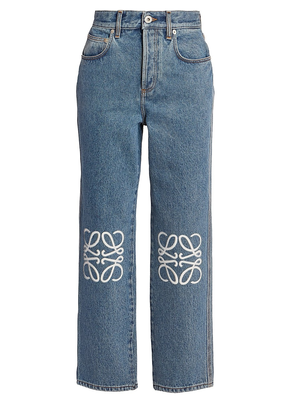 Women's Anagram High-Rise Cropped Jeans - Mid Blue Denim - Size 10 | Saks Fifth Avenue