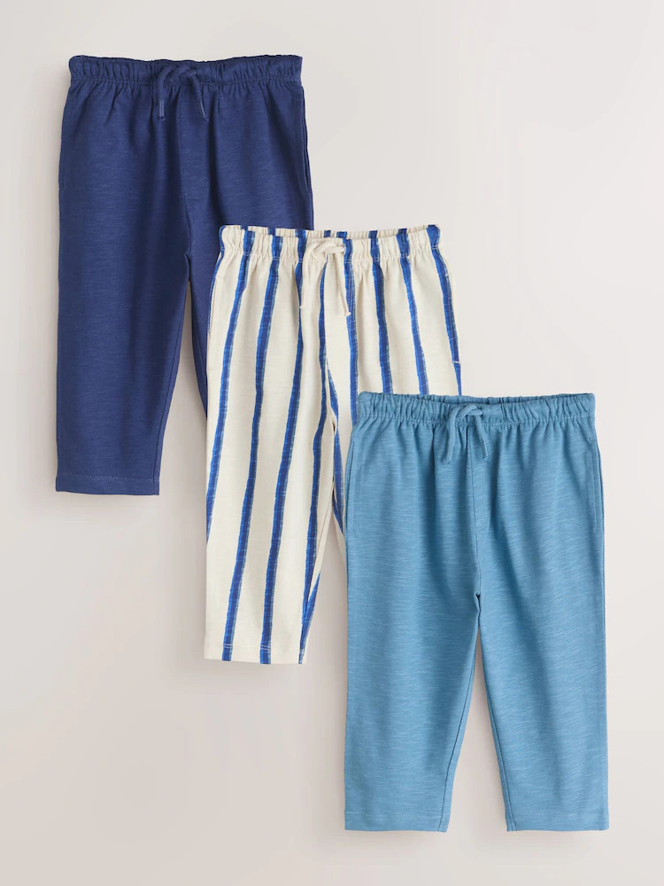 Blue Stripe Joggers 3 Pack (3mths-7yrs) | Next US