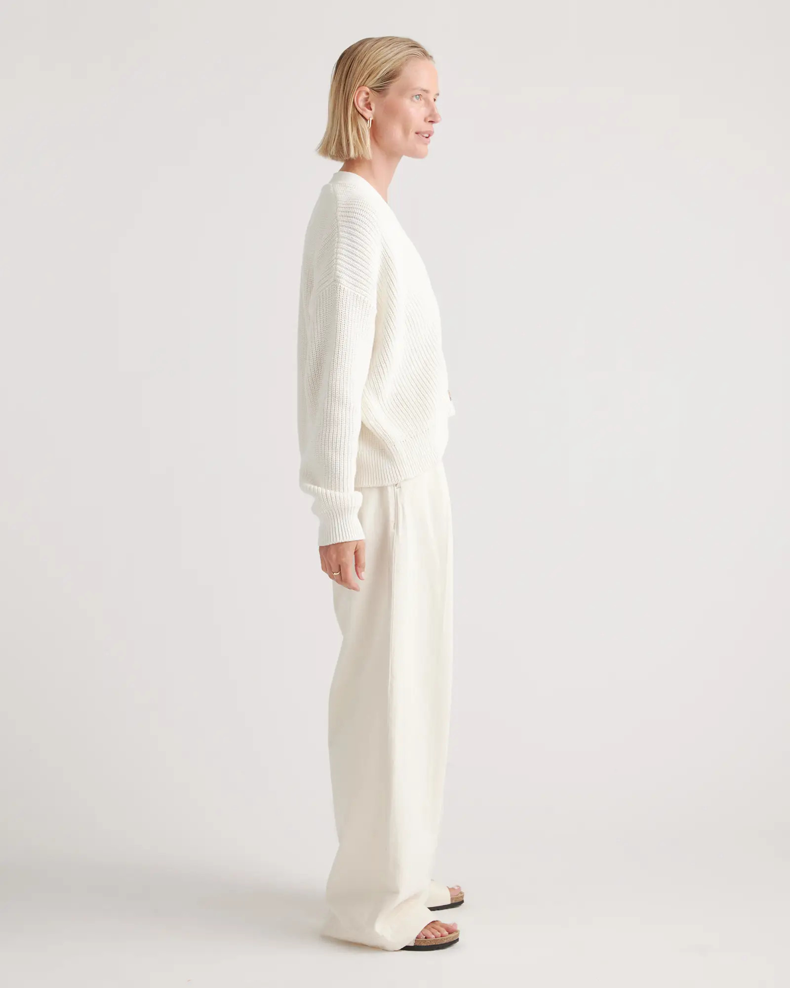 100% Organic Cotton Fisherman Boxy Cropped Cardigan | Quince