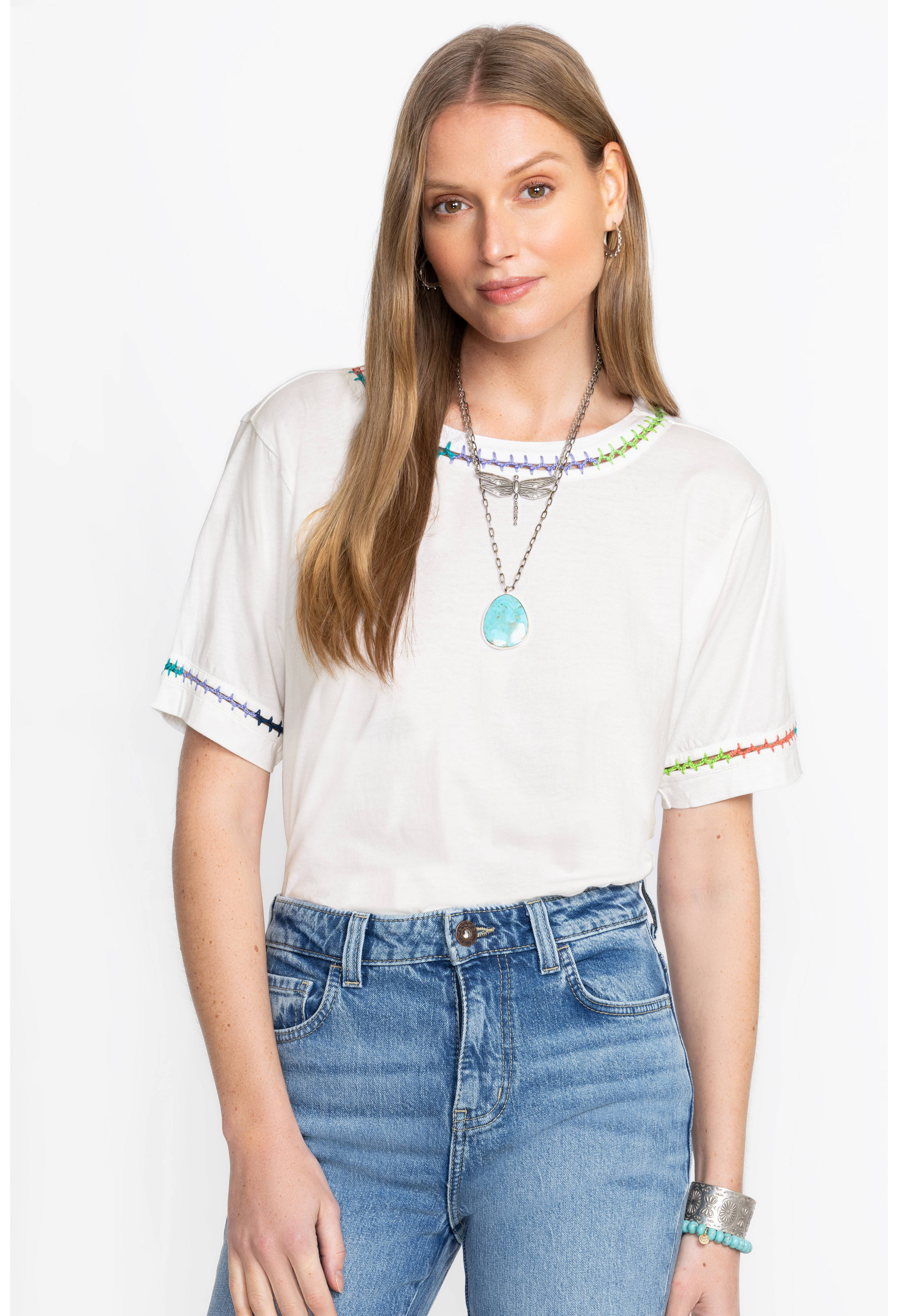 CROCHET CREW NECK TEE | Johnny Was | Johnny Was