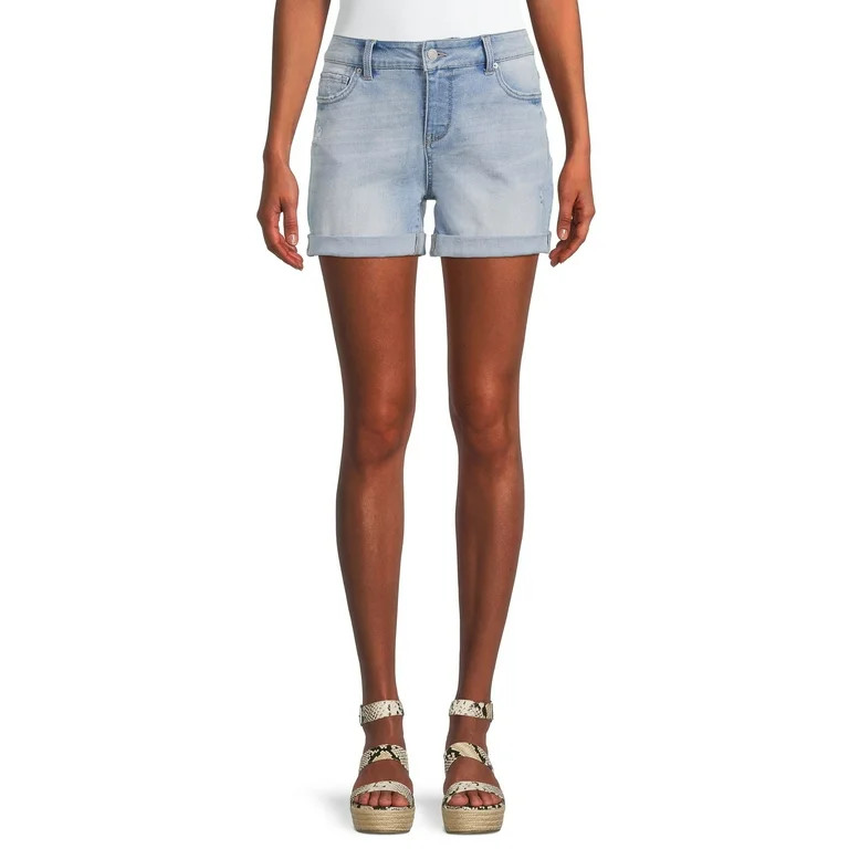 Time and Tru Women's Stretch Denim Double Roll Cuff Shorts | Walmart (US)