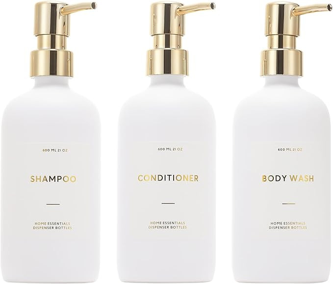 HOMCDALY Shampoo and Conditioner Dispenser, 21oz 3-Pack Refillable Pump Bottles, Shampoo Containe... | Amazon (US)