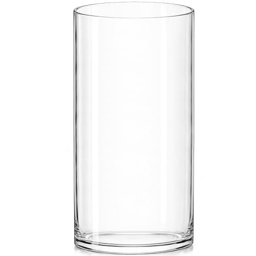 Royal Imports Flower Glass Vase Decorative Centerpiece for Home or Wedding - Cylinder Shape, 10" Tall, 5" Opening, Clear | Amazon (US)