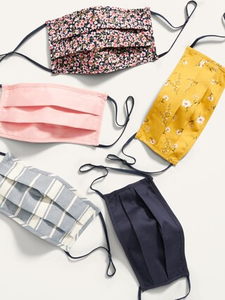 Variety 5-Pack of Triple-Layer Cloth Pleated Face Masks for Adults (with Ear Adjusters) | Old Navy (US)