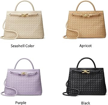 Woven Bag for Women Crossbody Handbag: Vegan Leather Small Tote Purse Trendy Shoulder Handbag Bow... | Amazon (US)