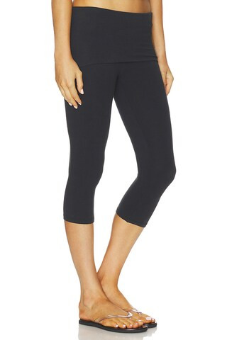 Cotton Jersey Foldover Capri in Soot | Revolve Clothing (Global)