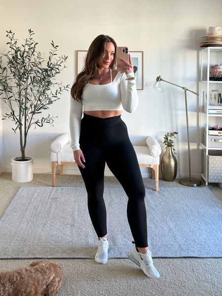 Ribbed yoga top and black leggings, easy active outfit. Love a good white and black combo! Sneakers are my favorite pair to style in an athleisure way and for the gym! 

Leggings small
Top small


#LTKmidsize #LTKfitness #LTKSeasonal