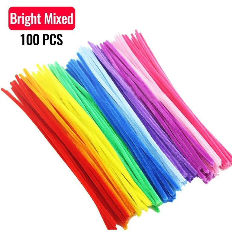 100Pcs Colorful Pipe Cleaners - Flexible Twisting Stems for DIY Flower Crafts, Easy to Bend & Cut... | Walmart (US)