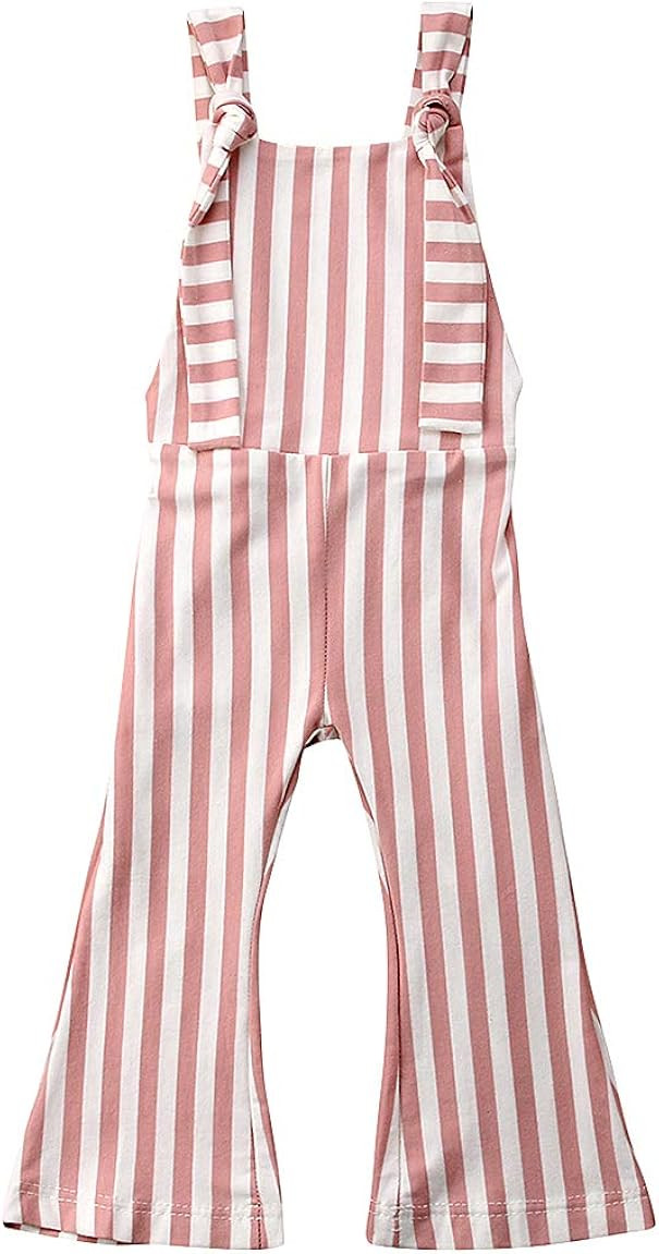 Toddler Kids Baby Girl Stripes Bell-Bottom Jumpsuit Romper Overalls Pants Outfits | Amazon (US)