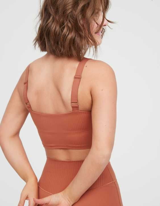 OFFLINE By Aerie Real Me Ribbed Longline Sports Bra | American Eagle Outfitters (US & CA)