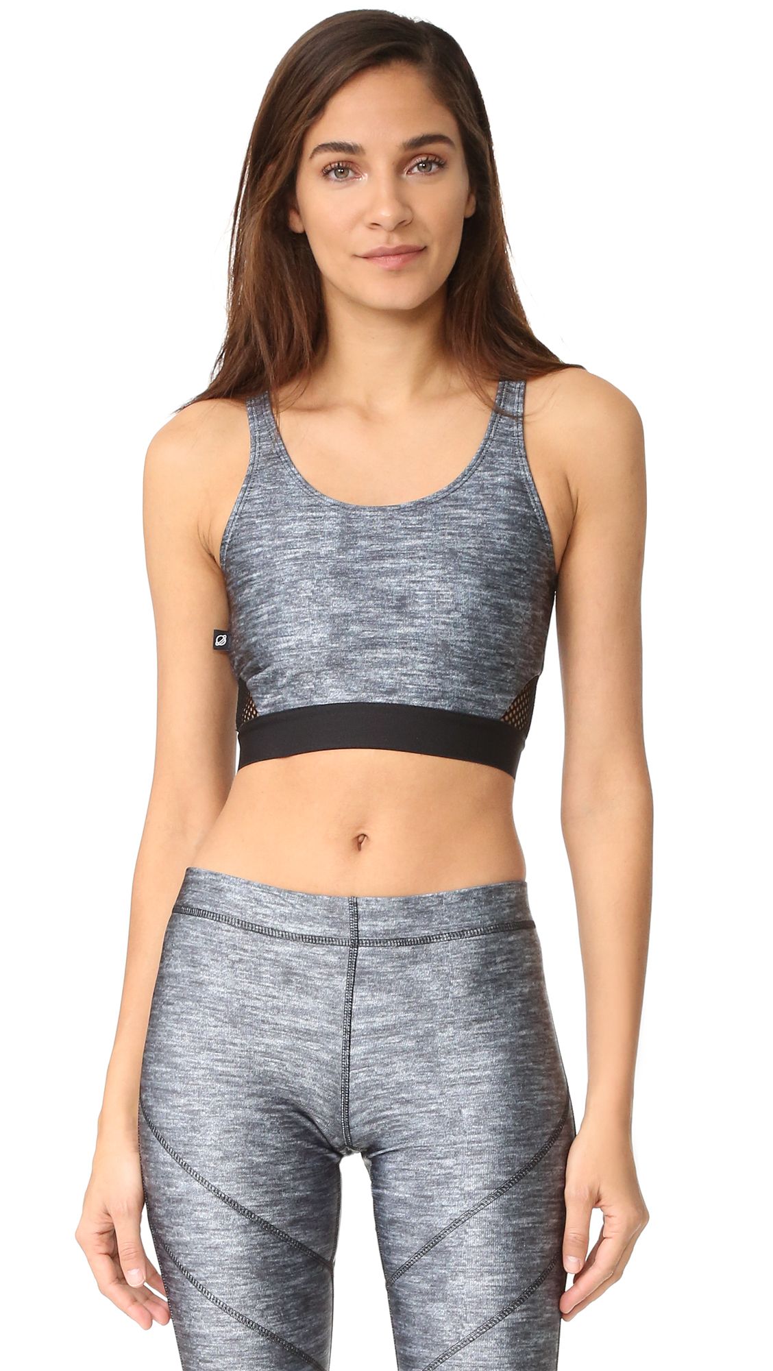 Heathered Crop Top with Fishnet | Shopbop