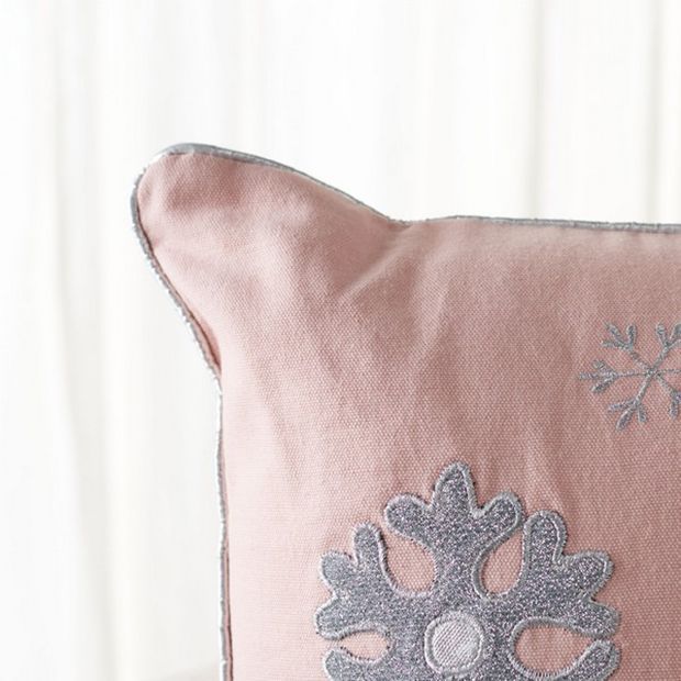 Sparkling Snowflakes Blush Accent Pillow | Antique Farm House