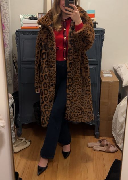 OOTN for girls dinner last night — favorite red cashmere sweater and leopard fur coat!!!

#LTKSeasonal