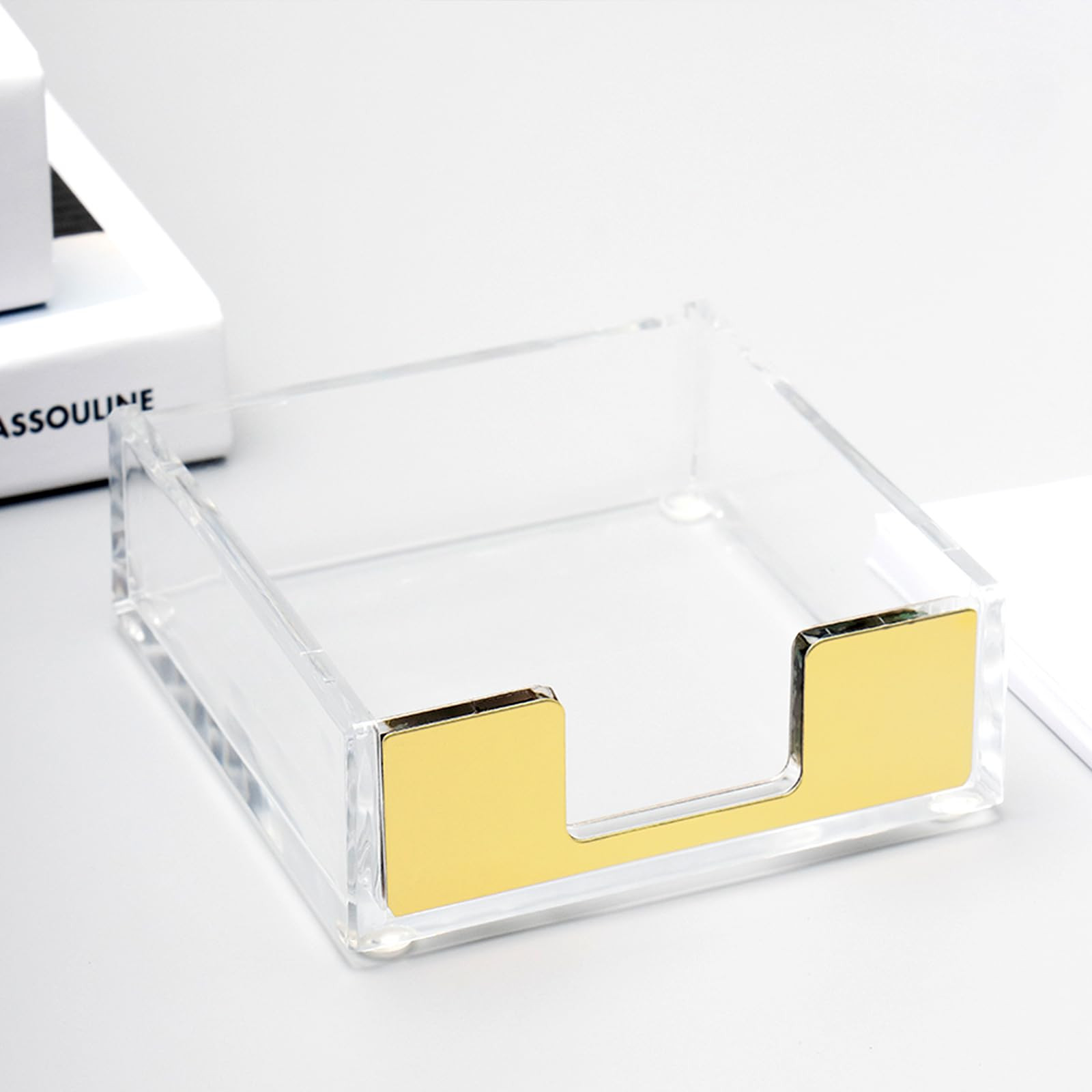 NatSumeBasics Gold Sticky Note Holder Clear Acrylic Yellow Post Note Pad Holders Memo Dispenser C... | Amazon (US)