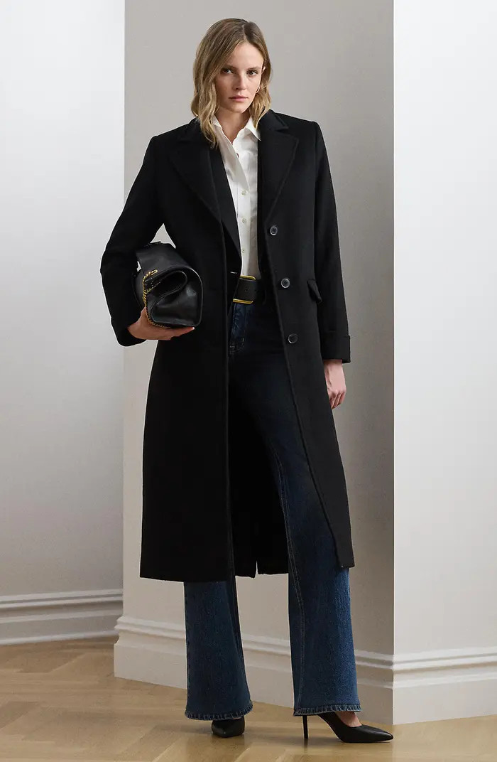 Longline Wool Blend Reefer Coat | Nordstrom
