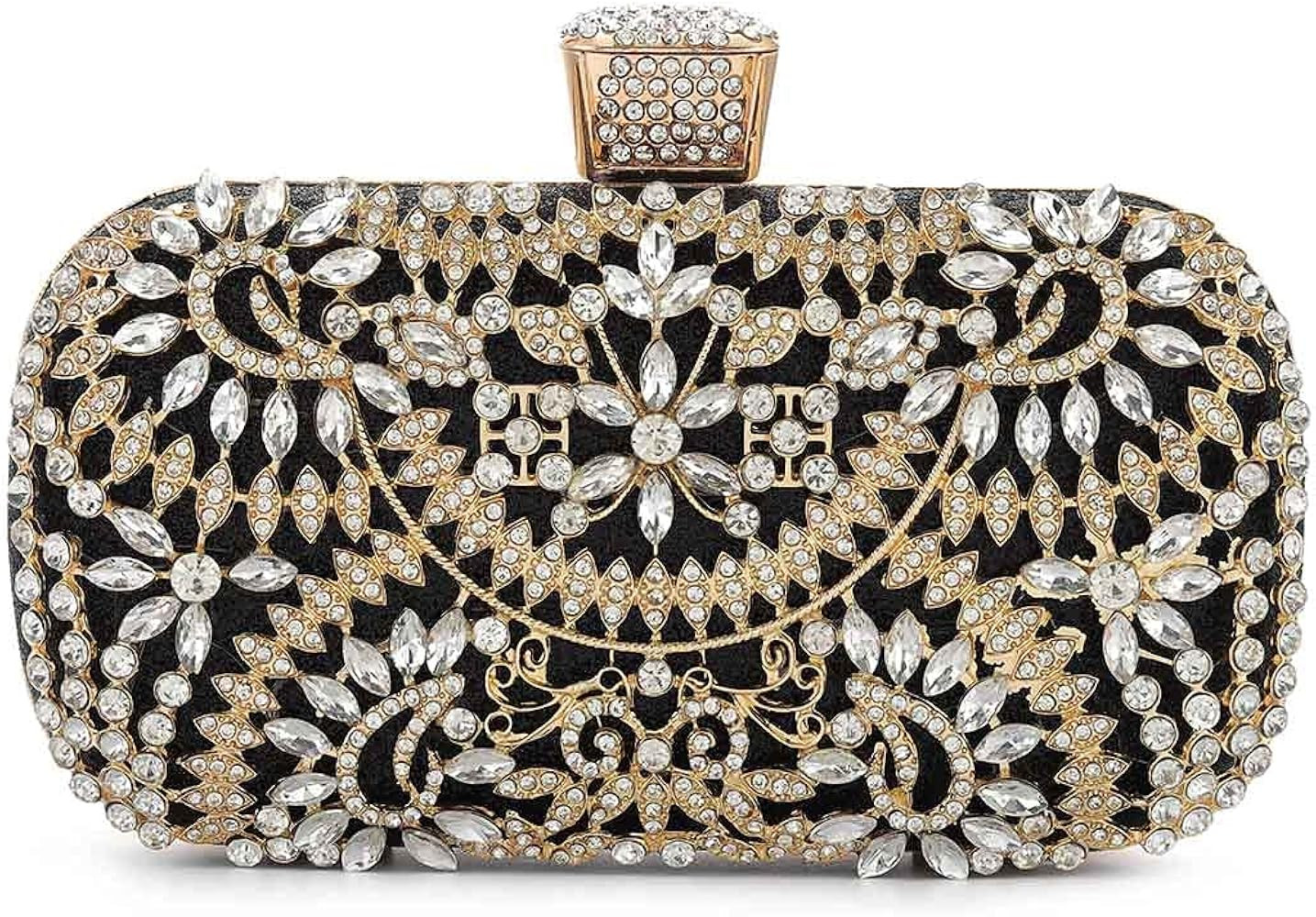 Womens Crystal Evening Clutch Bag Bridal Wedding Purse Rhinestone Party Prom Handbag | Amazon (US)