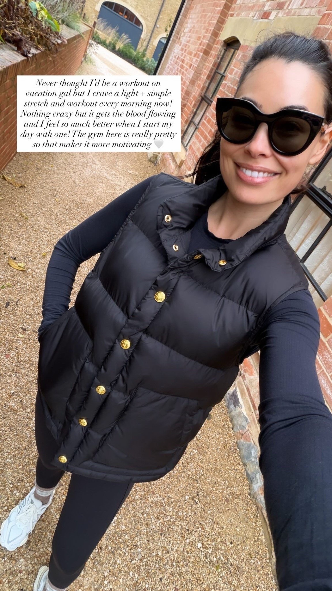 Puffer vest, workout outfit. 

#LTKActive #LTKfitnessgoals #LTKootd