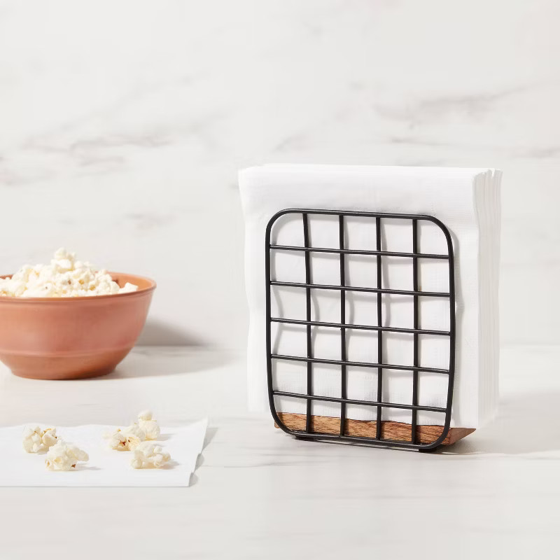 Iron and Mangowood Wire Napkin Holder Black - Threshold™ | Target