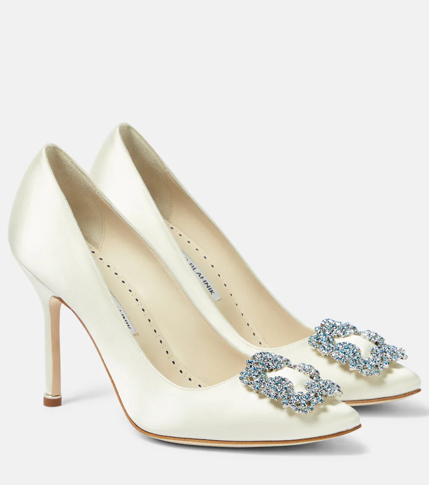 Manolo Blahnik Bridal Hangisi 105 embellished satin pumps | Mytheresa (US/CA)