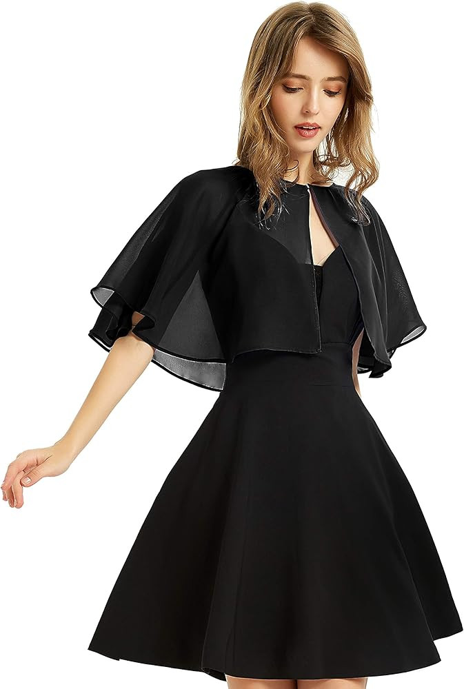Women's Soft Chiffon Shawl Wraps Shrug for Evening Dress Wedding Cape Bolero Flapper Cover Up | Amazon (US)