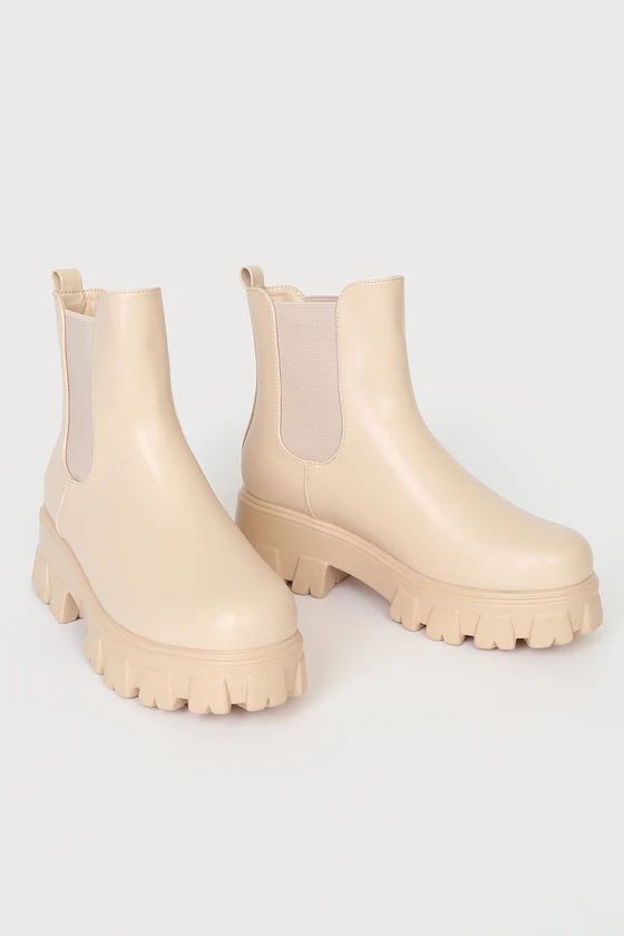 Lordez Light Nude Platform Ankle Boots | Lulus (US)