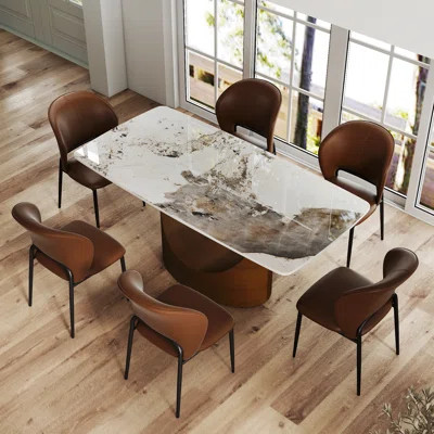 6 - Person Sintered Stone Top Pedestal Dining Set | Wayfair North America