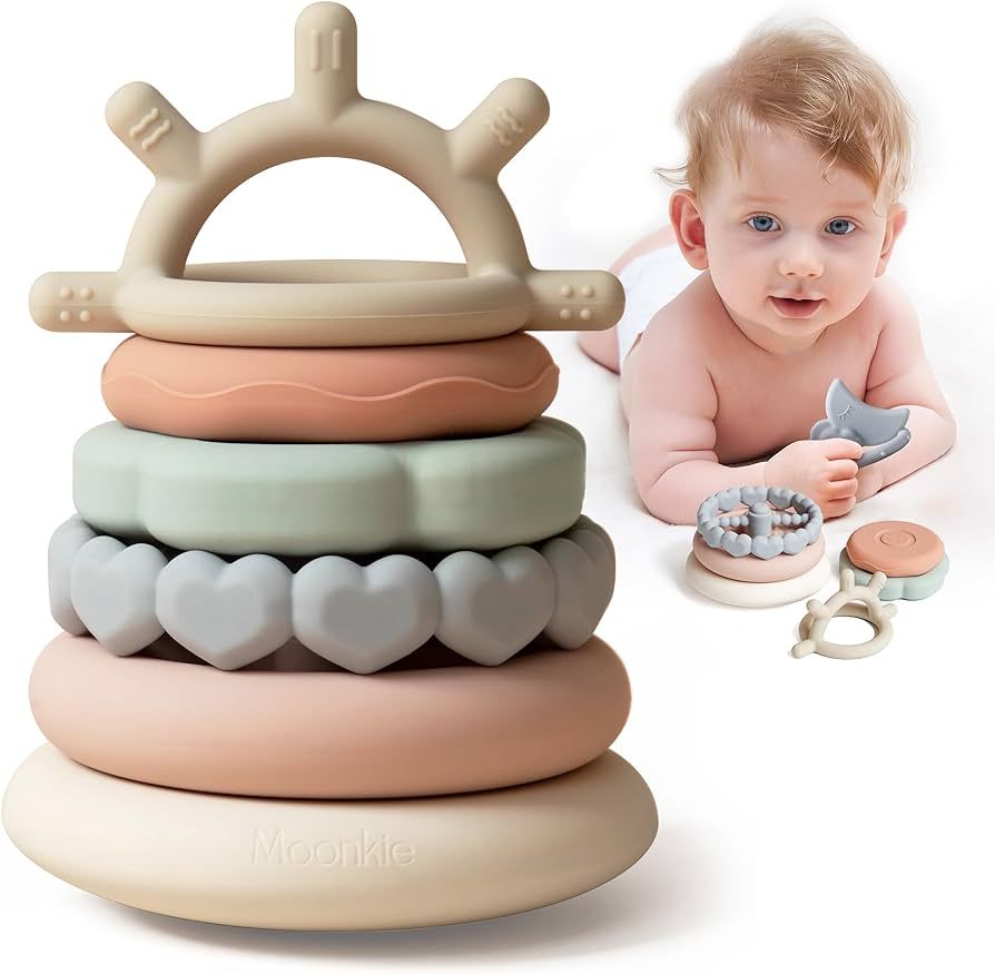 Moonkie Stacks of Circles Soft Teething Toy | Educational Learning Baby Toy | Stacking Ring Toys ... | Amazon (US)