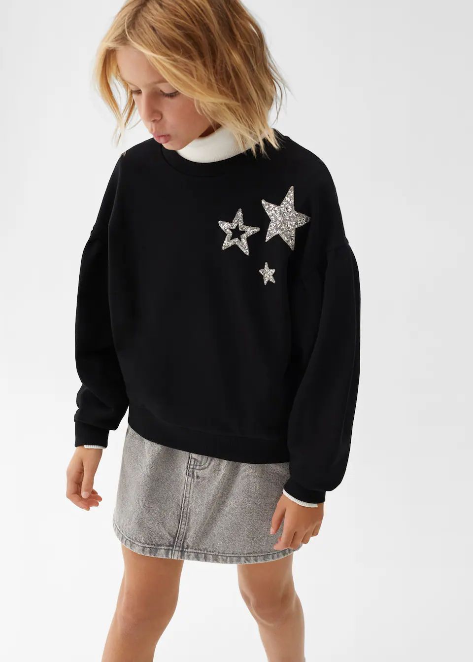 Glitter stars sweatshirt -  Girls | Mango Kids USA | MANGO (US)