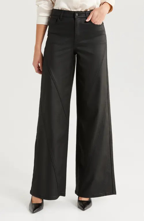 HIDDEN JEANS Coated Wide Leg Jeans in Black at Nordstrom, Size 25 | Nordstrom