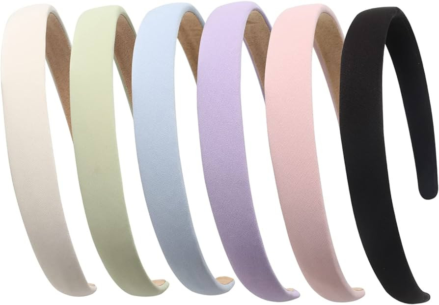 Solid Simple Headbands for Women 0.7inch Plain Soft Fabric Hairbands No Slip Fashion Cute Hair Ba... | Amazon (US)