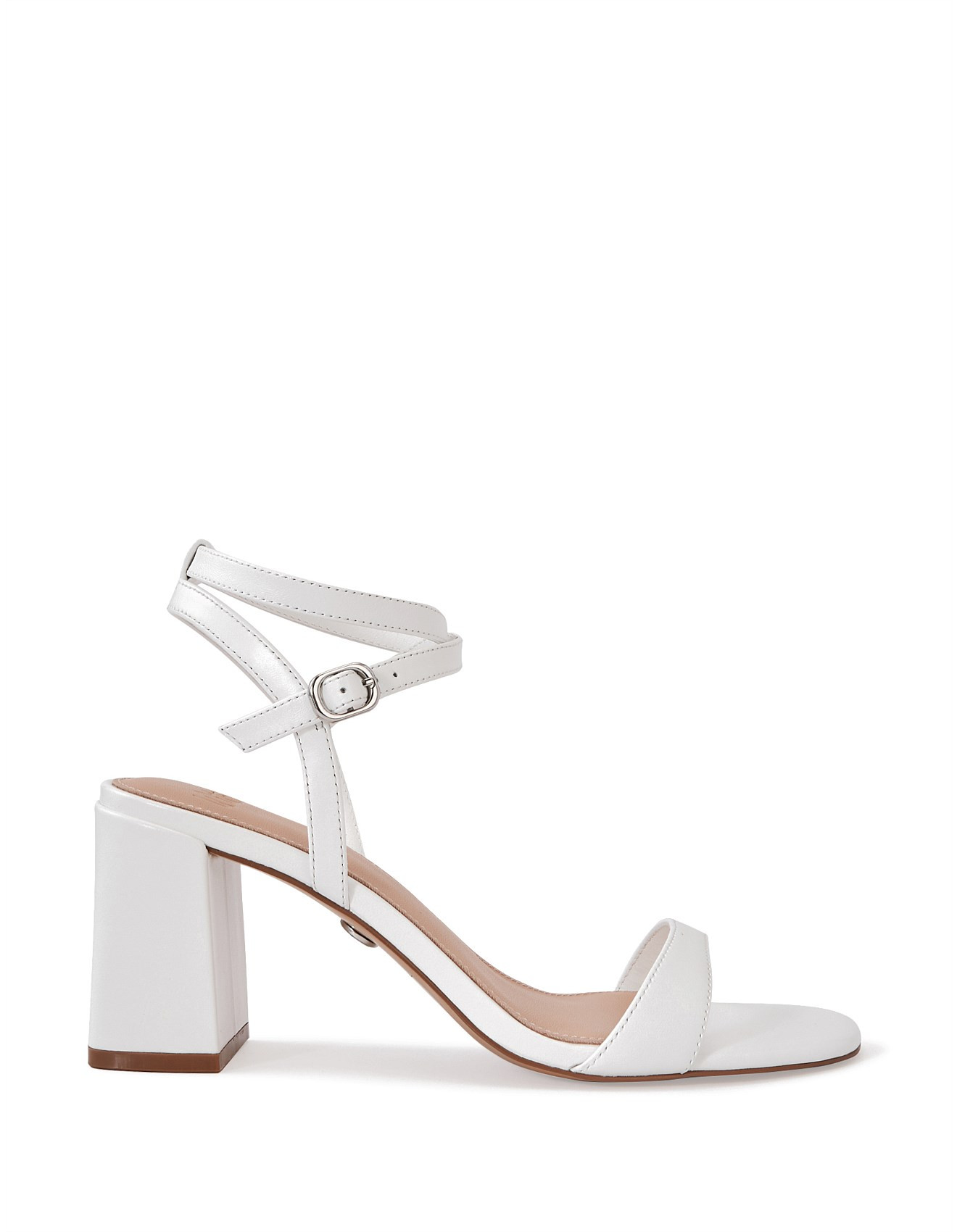 COLETTE White Leather Block Heel | David Jones (Australia & New Zealand)