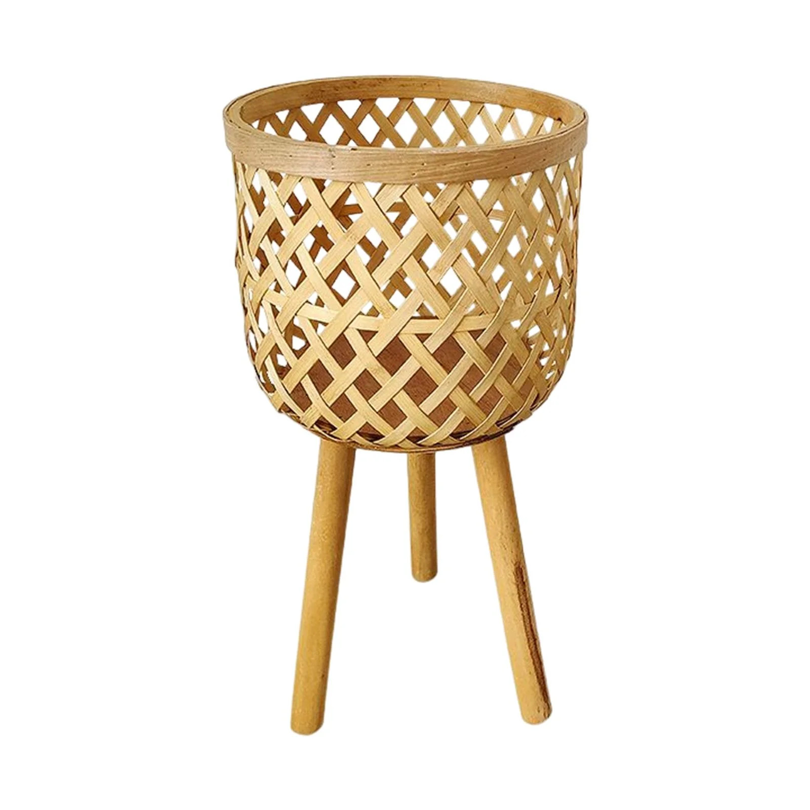 Flower Pot Stand Indoor Flower Stands Rattan Flower Pot Container Decor Handmade Wood Tripod Stan... | Walmart (US)