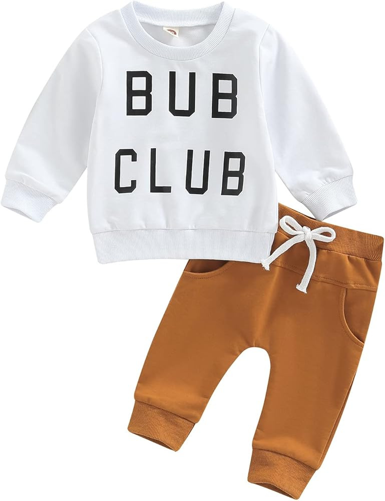 Fall/Winter Newborn Infant Baby Boy Girl Clothes Set BUB Club Long Sleeve Sweatshirts Top Pant Outfi | Amazon (US)