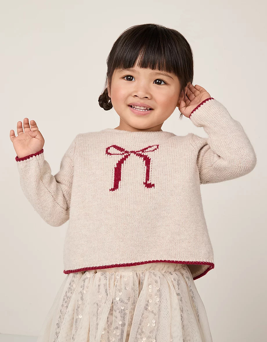 Organic Cotton Blend Bow Jumper (0–4yrs) | The White Company UK & ROW