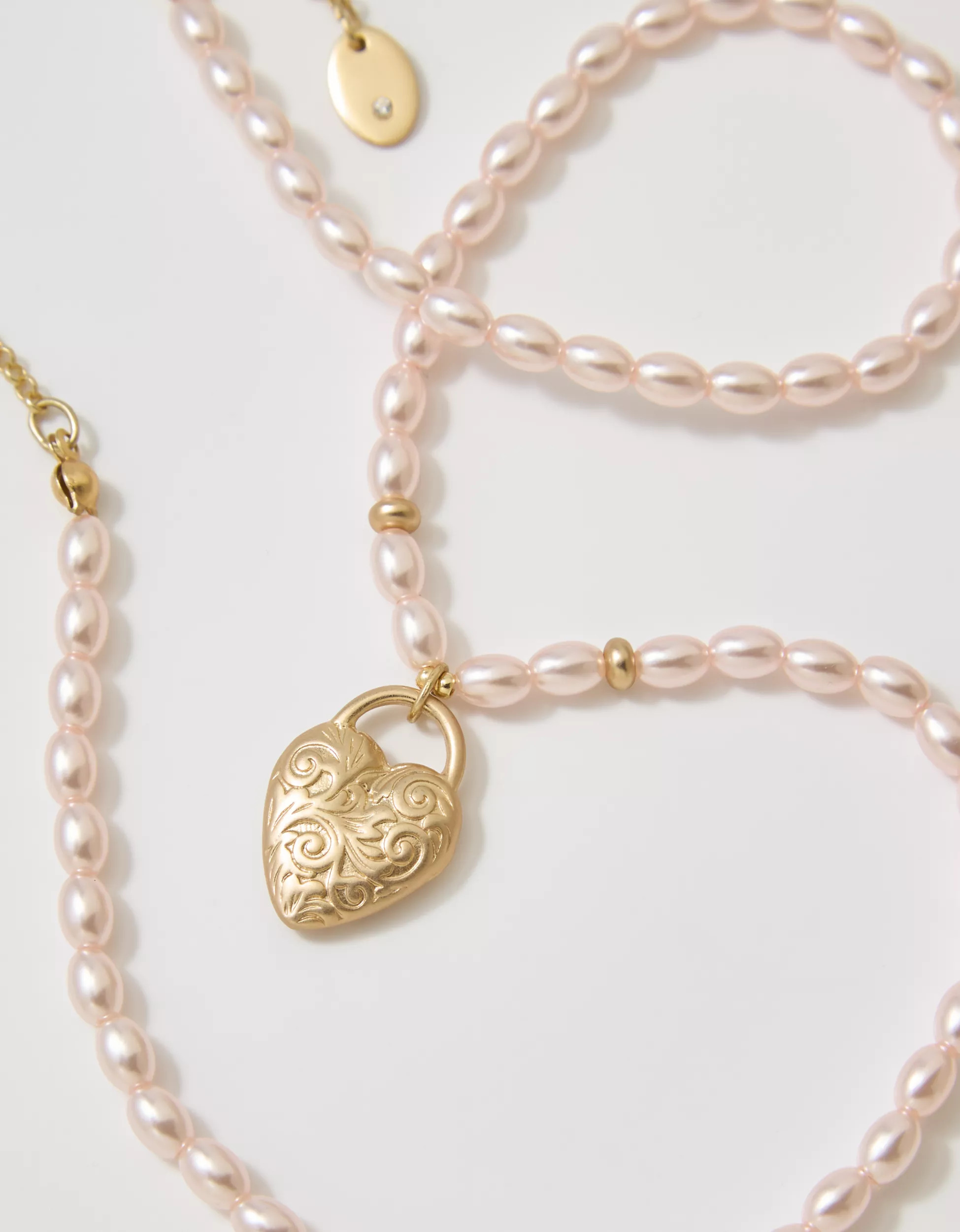 Aerie Pearl Heart Locket Necklace | Aerie