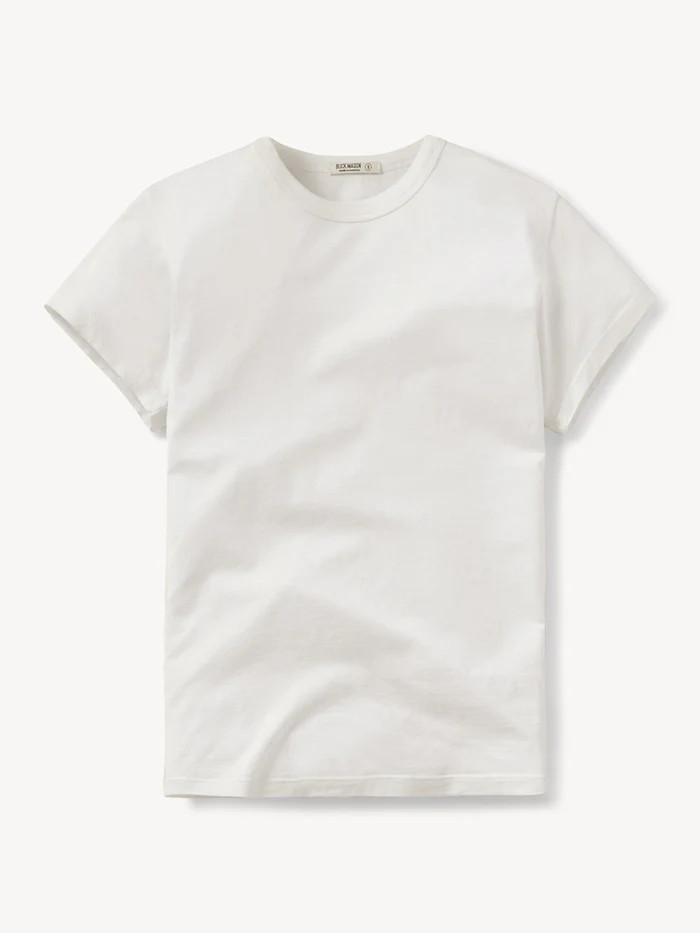 Slim fit short sleeve crewneck tee with a straight hem, cut from 120 GSM Supima cotton. | Buck Mason