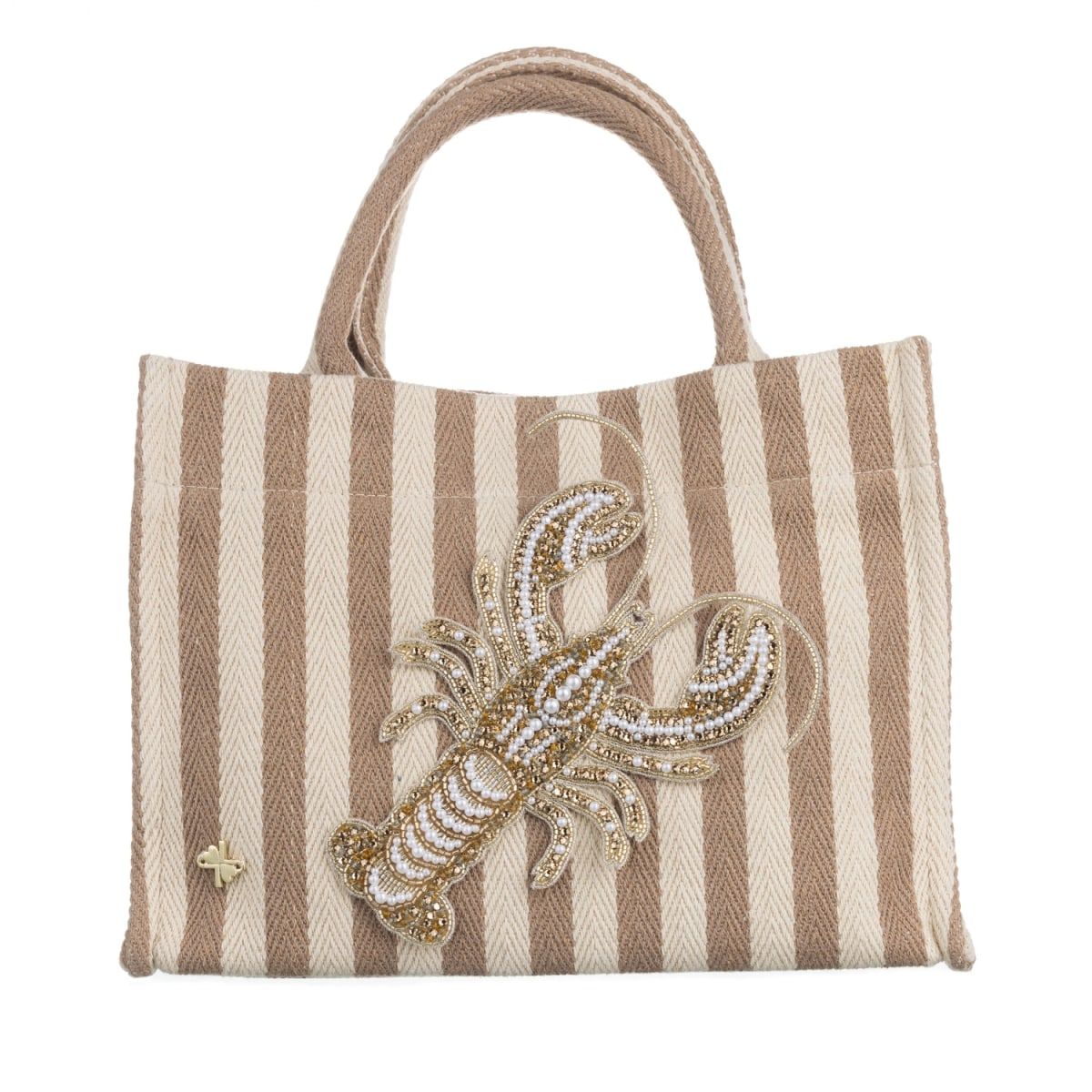 Laines Couture Hand Embellished Lobster Tote Bag - Beige & Cream | Wolf & Badger (US)