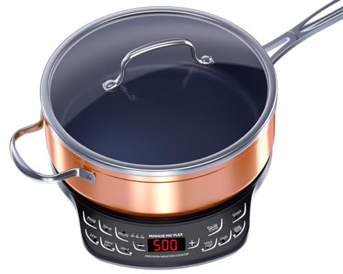 Nuwave PIC Flex Induction Cooktop, 45 Temps 100°F-500°F, 600-1300W, 6.5" Coil, for Dorms/RVs/Hotels, with 4Qt Ceramic Pan | Amazon (US)