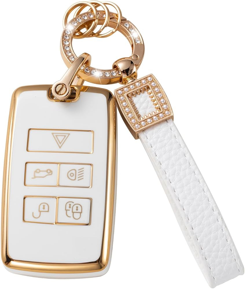 for Land Rover Key Fob Cover with Leather Lanyard, Car Key Fob Case Compatible with 2018-2023 Ran... | Amazon (US)