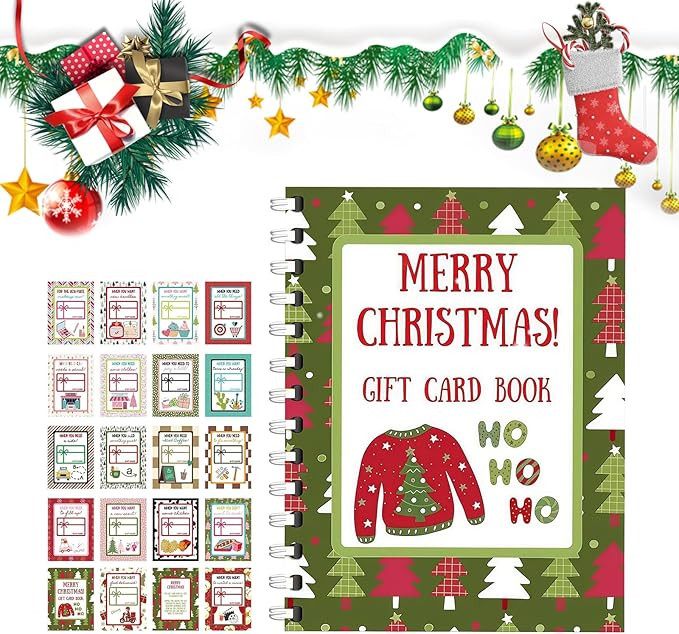 Merry Christmas Gift Card Book, 5x7 Color Spiral-Bound Card Book, Gift Card Book, DIY Personalize... | Amazon (US)