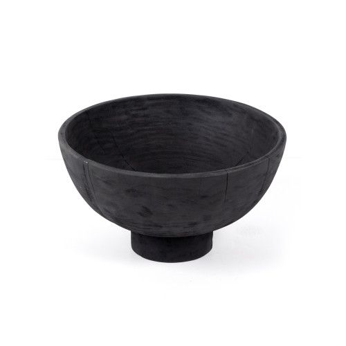 Four Hands Turned Pedestal Bowl Carbonized Black | Gracious Style