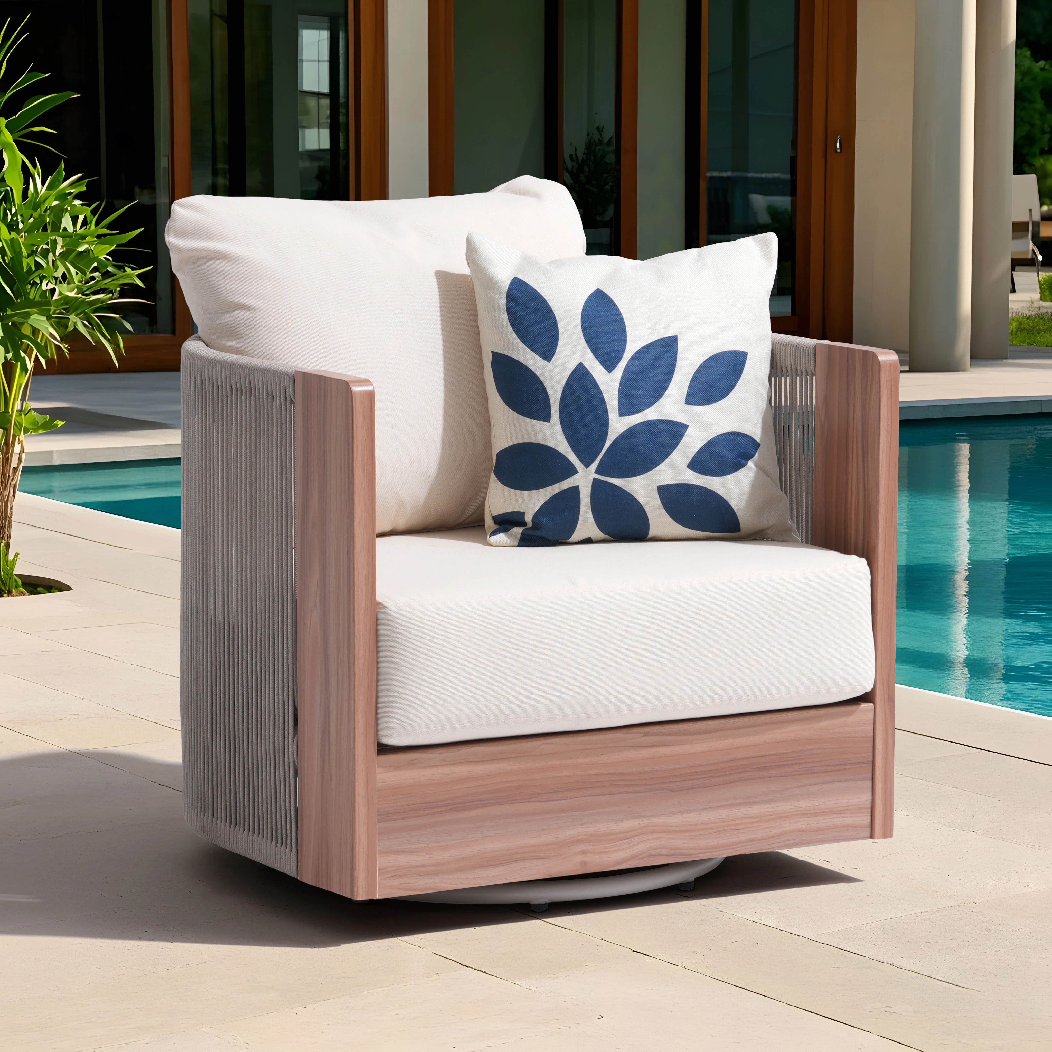 Outdoor Patio Swivel Chair With Cushions | Wayfair North America