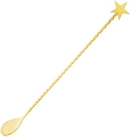 Gold Bar Spoon Stainless Steel Mixing Spoon Spiral Pattern Long Handle 12" Cocktail Spoon Coffee ... | Amazon (US)