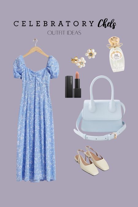 Clean lipstick
Cross-body bag
Pastel style
Spring dress
Flower earrings
Perfume
Slingback heels 
Puff-sleeve midi dress 


#LTKstyletip #LTKSeasonal #LTKbeauty