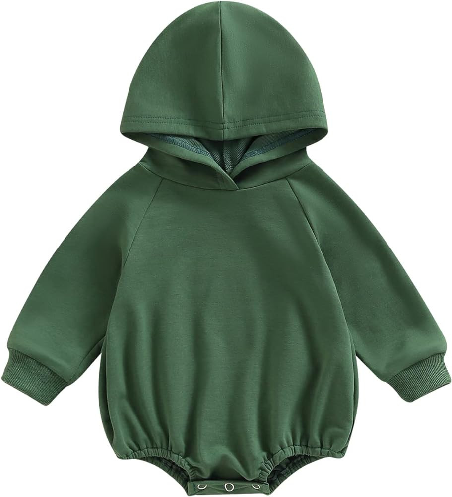 Thorn Tree Newborn Baby Boys Hooded Sweatshirt Long Sleeve Solid Romper Infant Baby Fall Winter S... | Amazon (US)